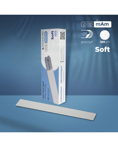 EXPERT 20 Straight Base Soft Disposable Files "Papmam" Grit 180, (25 Pcs) White